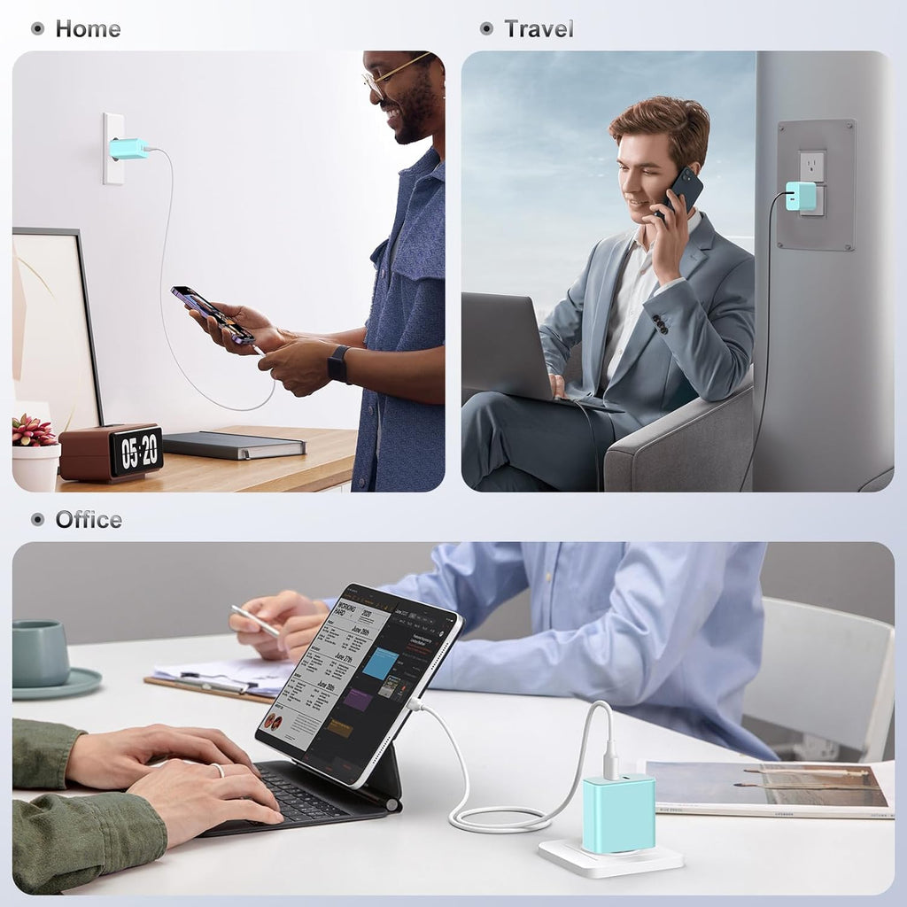 Susnwere Bloque de cargador USB C dual de 40 W, adaptador de corrie...