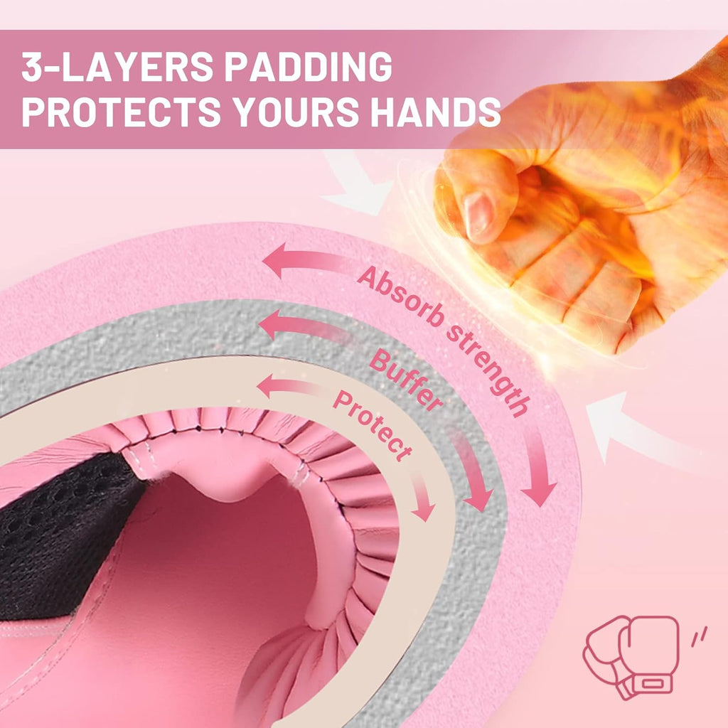 FIVING Guantes de boxeo estilo profesional para mujeres, de cuero P...