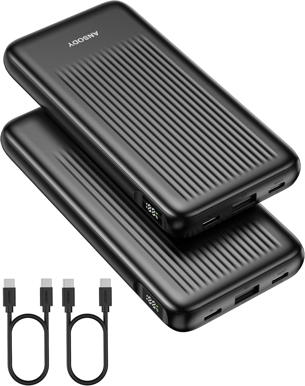 Ansody Paquete de 2 cargadores portátiles, 10,000 mAh, 22,5 W, USB...