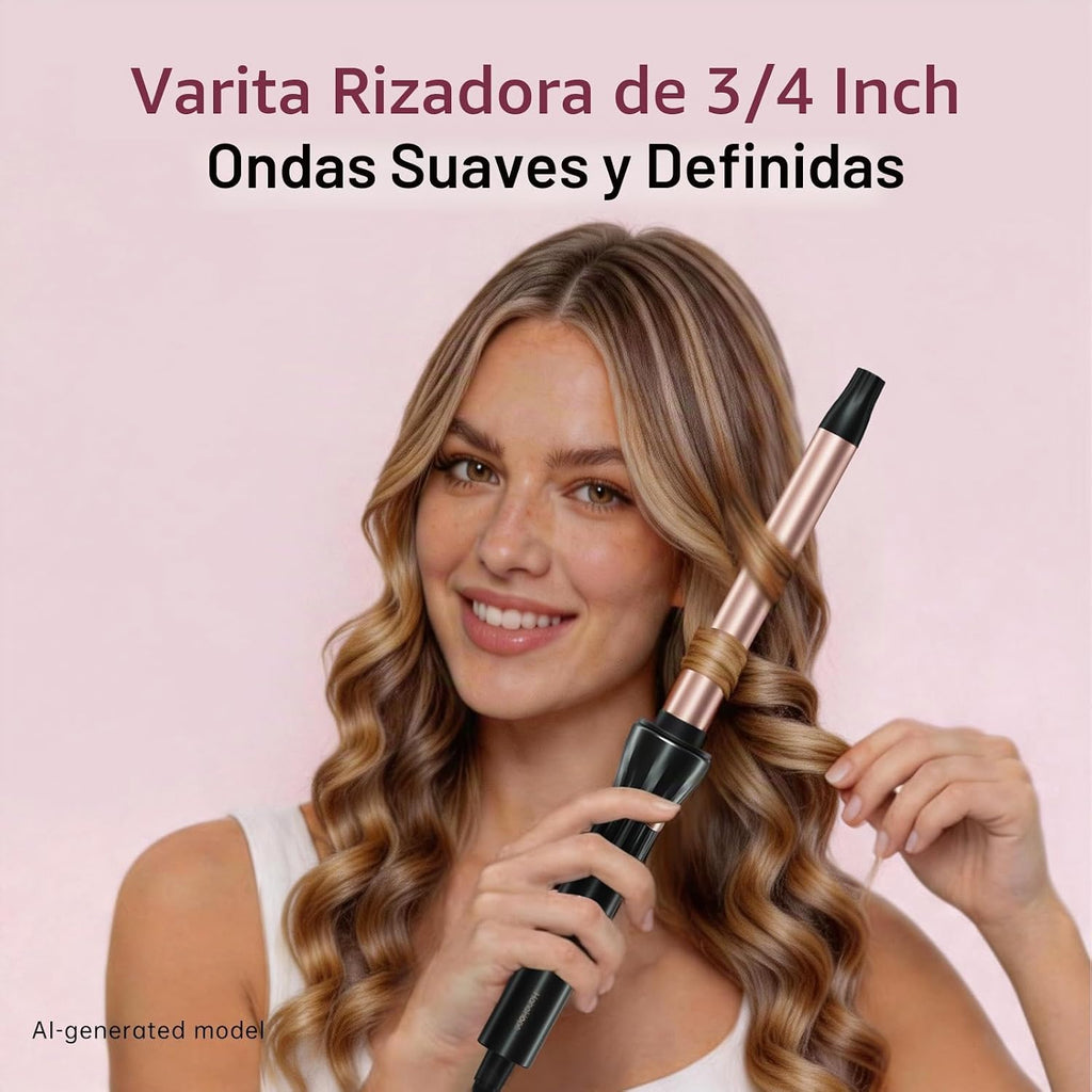 Hahahope Varita rizadora de 3\/4 pulgadas para cabello largo, rizad...