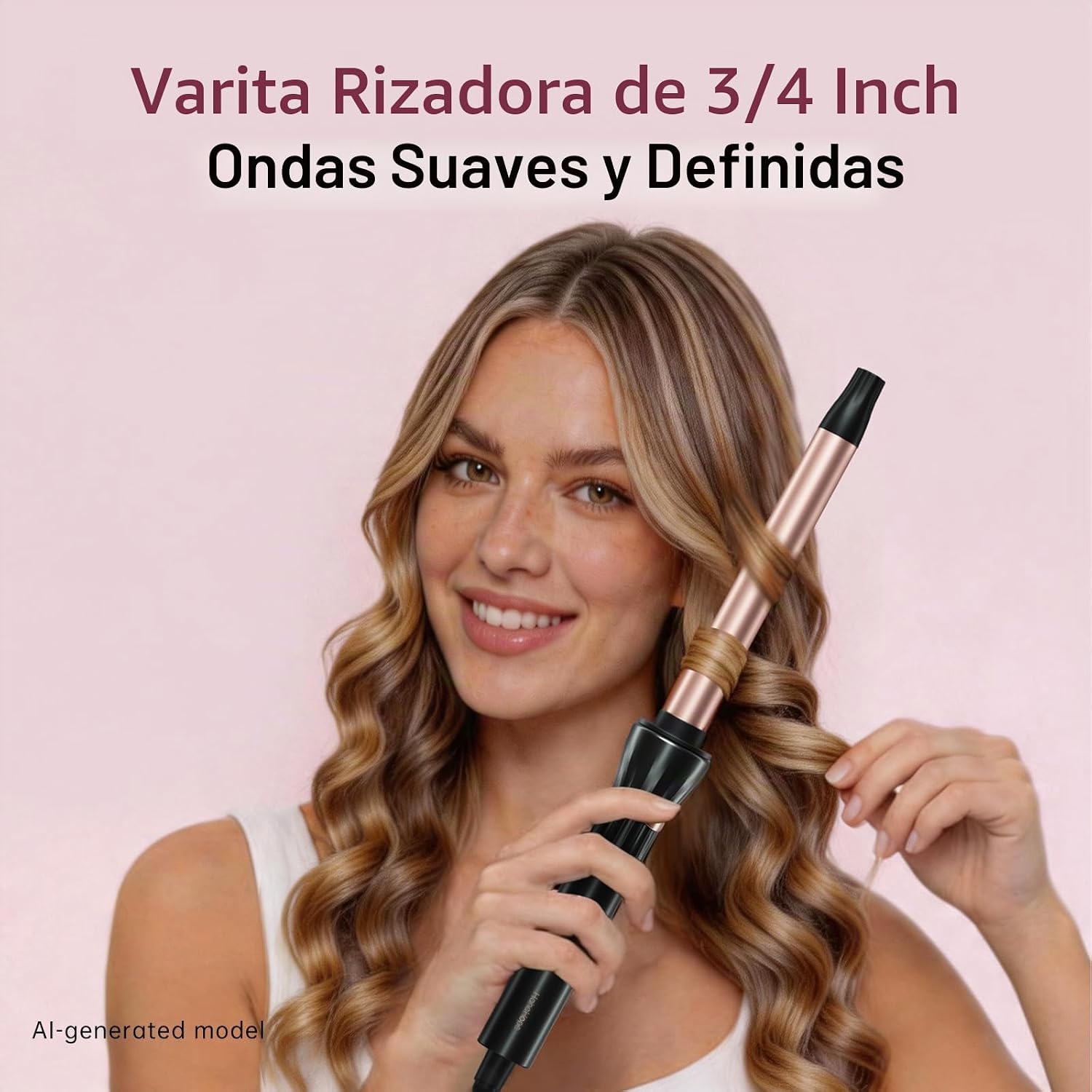Hahahope Varita rizadora de 3\/4 pulgadas para cabello largo, rizad...