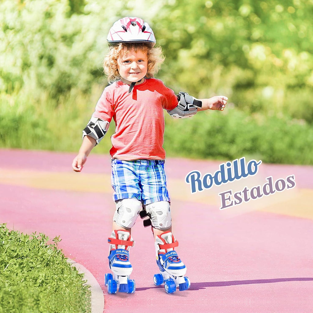 SULIFEEL Rainbow Unicorn - Patines ajustables de 4 tamaños para niñ...