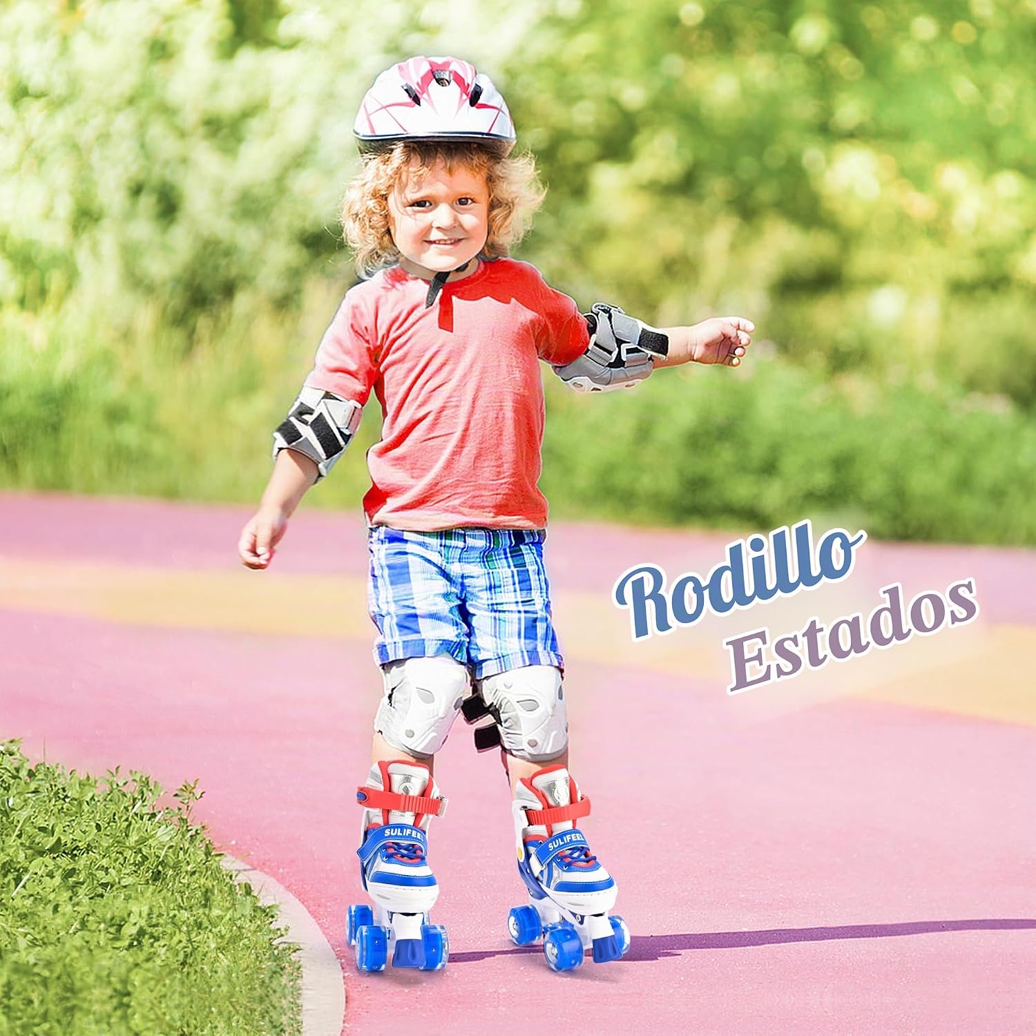 SULIFEEL Rainbow Unicorn - Patines ajustables de 4 tamaños para niñ...