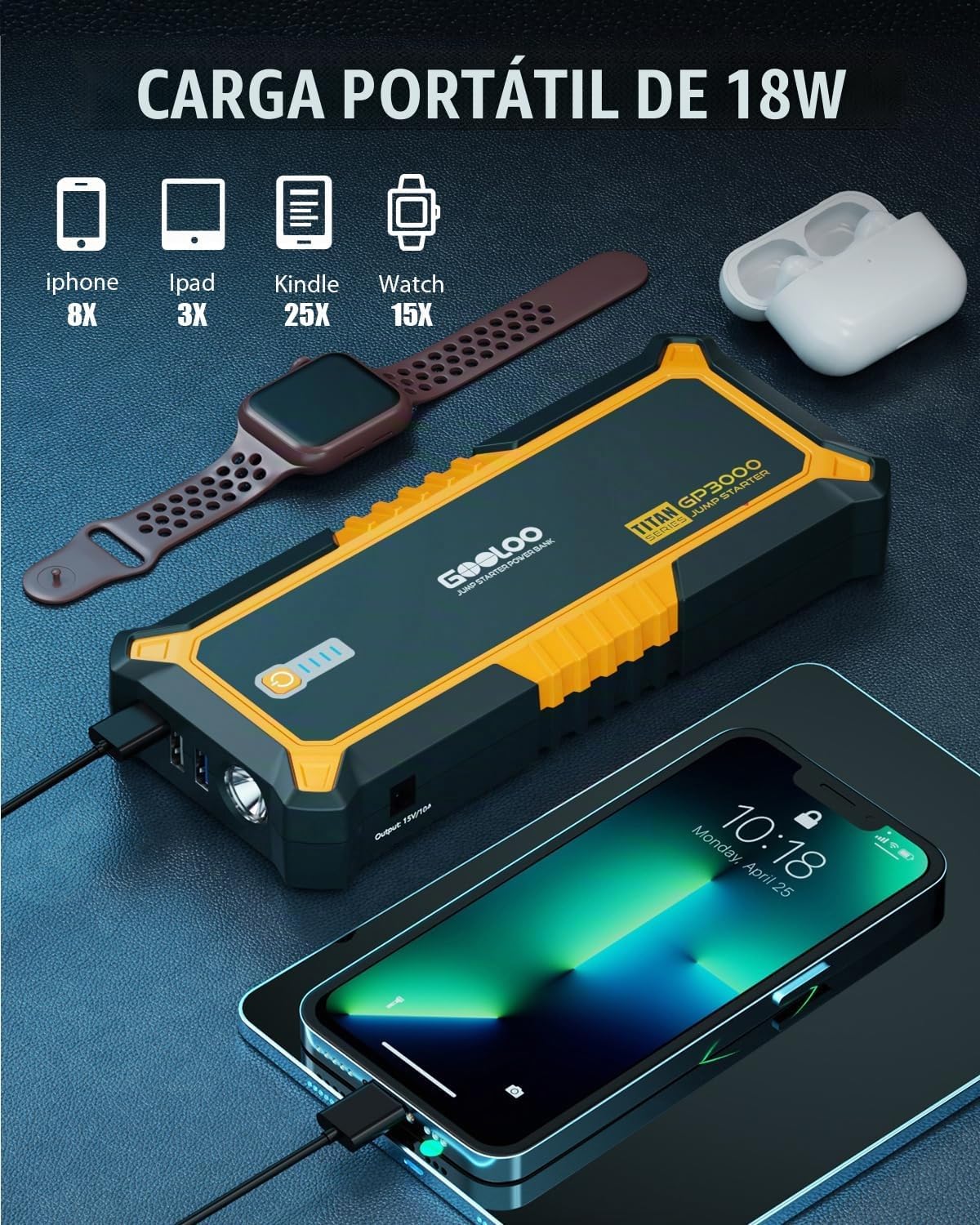GOOLOO GP3000 - Arrancador de batería de coche de 12 V para motores...