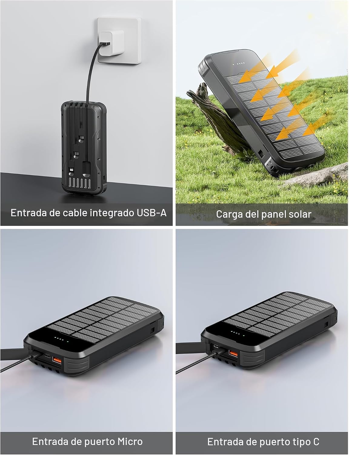 MINRISE Cargador solar, cargador portátil de 40000 mAh, PD de 20 W,...