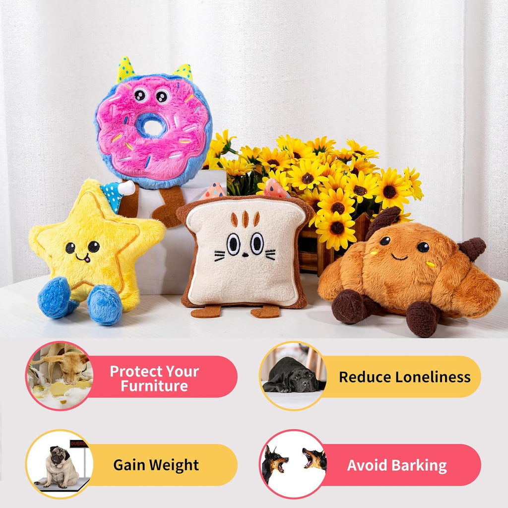 DODODOLA 4 piezas de juguetes para perros con relleno para perros p...