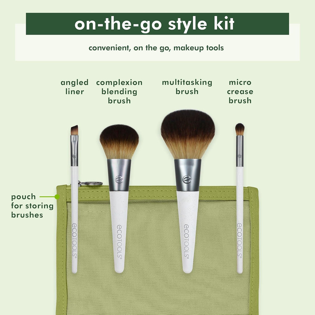 EcoTools Kit de brochas de maquillaje para llevar, juego de brochas...