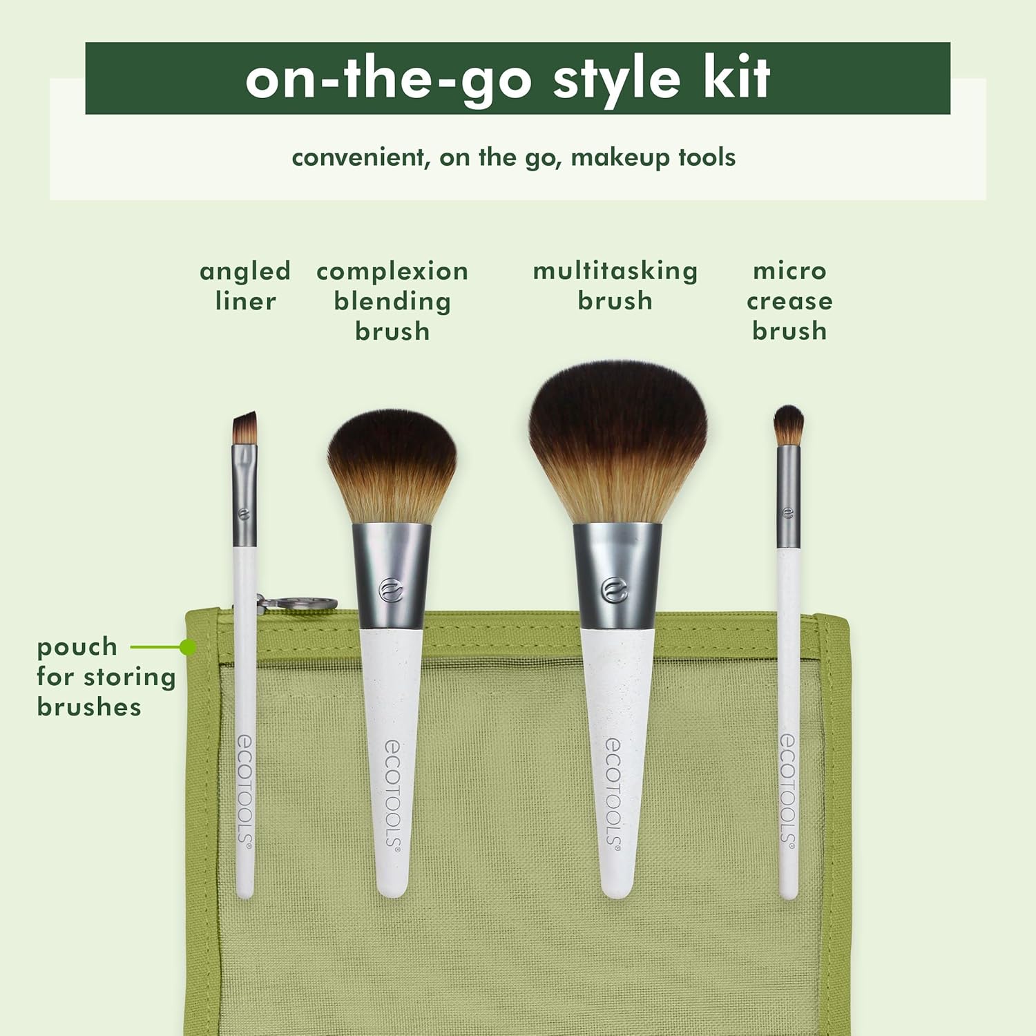 EcoTools Kit de brochas de maquillaje para llevar, juego de brochas...