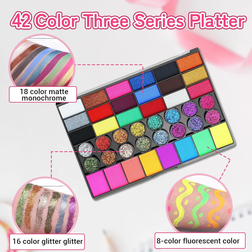 Ruihangda Kit de pintura facial de Halloween de 42 colores para niñ...