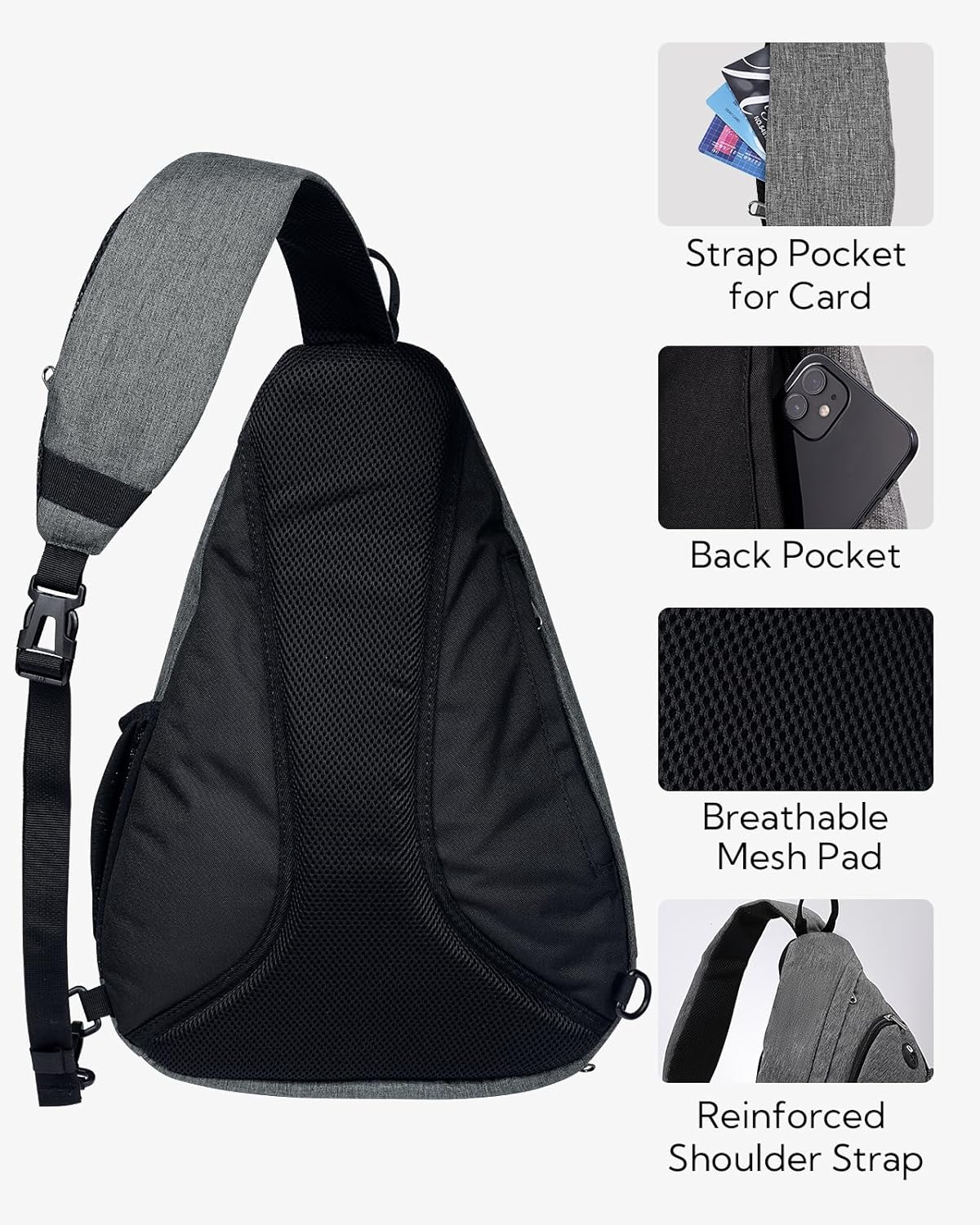 WATERFLY - Mochila de bandolera pequeña tipo eslinga, mochila al ho...