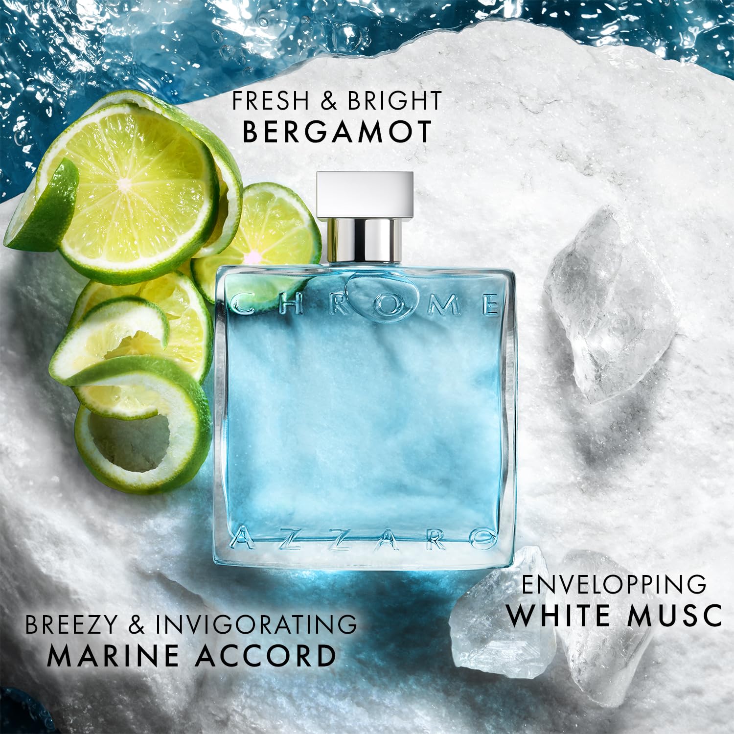 Azzaro Eau de Toilette cromado, colonia acuática fresca para hombre...