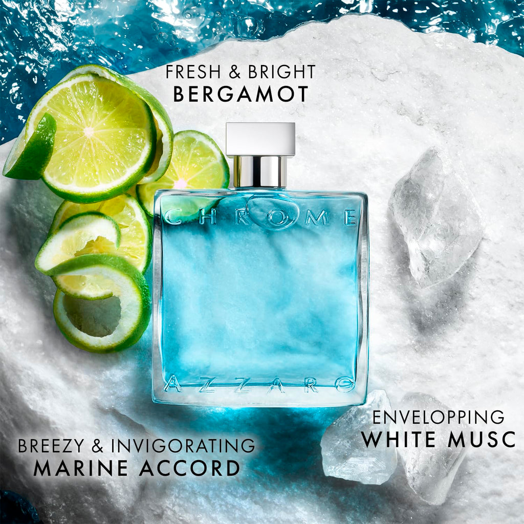 Azzaro Eau de Toilette cromado, colonia acuática fresca para hombre...