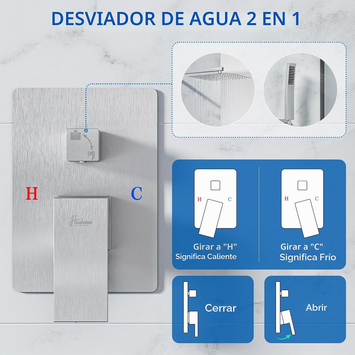 Hawkrown Juego de grifo de ducha de lluvia de lujo de 10 pulgadas,...