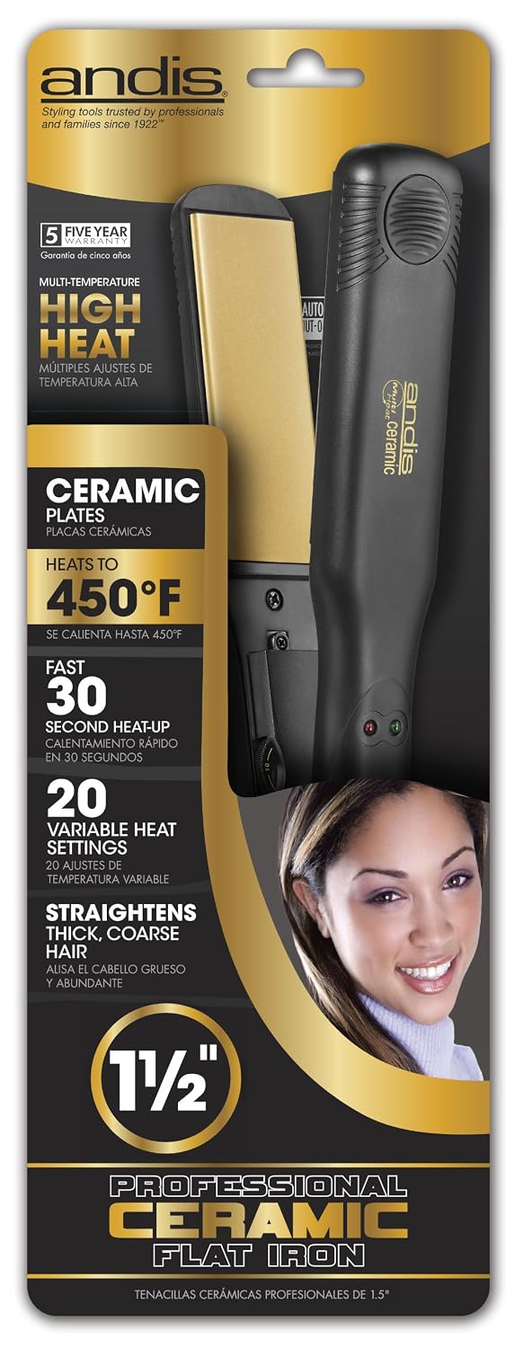 Andis Plancha de cerámica para el cabello, Negro