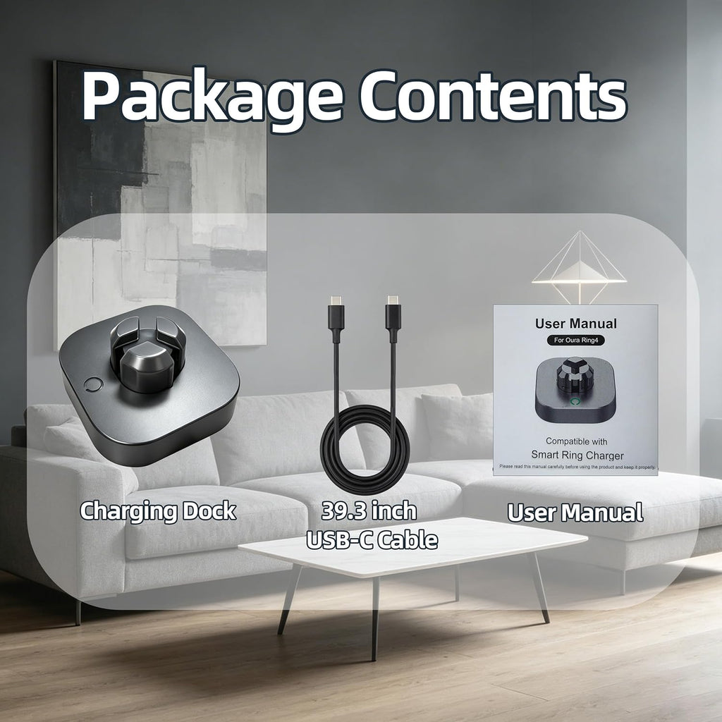Cargador compatible con Ou-ra Ring Gen 4: Base de carga rápida para...