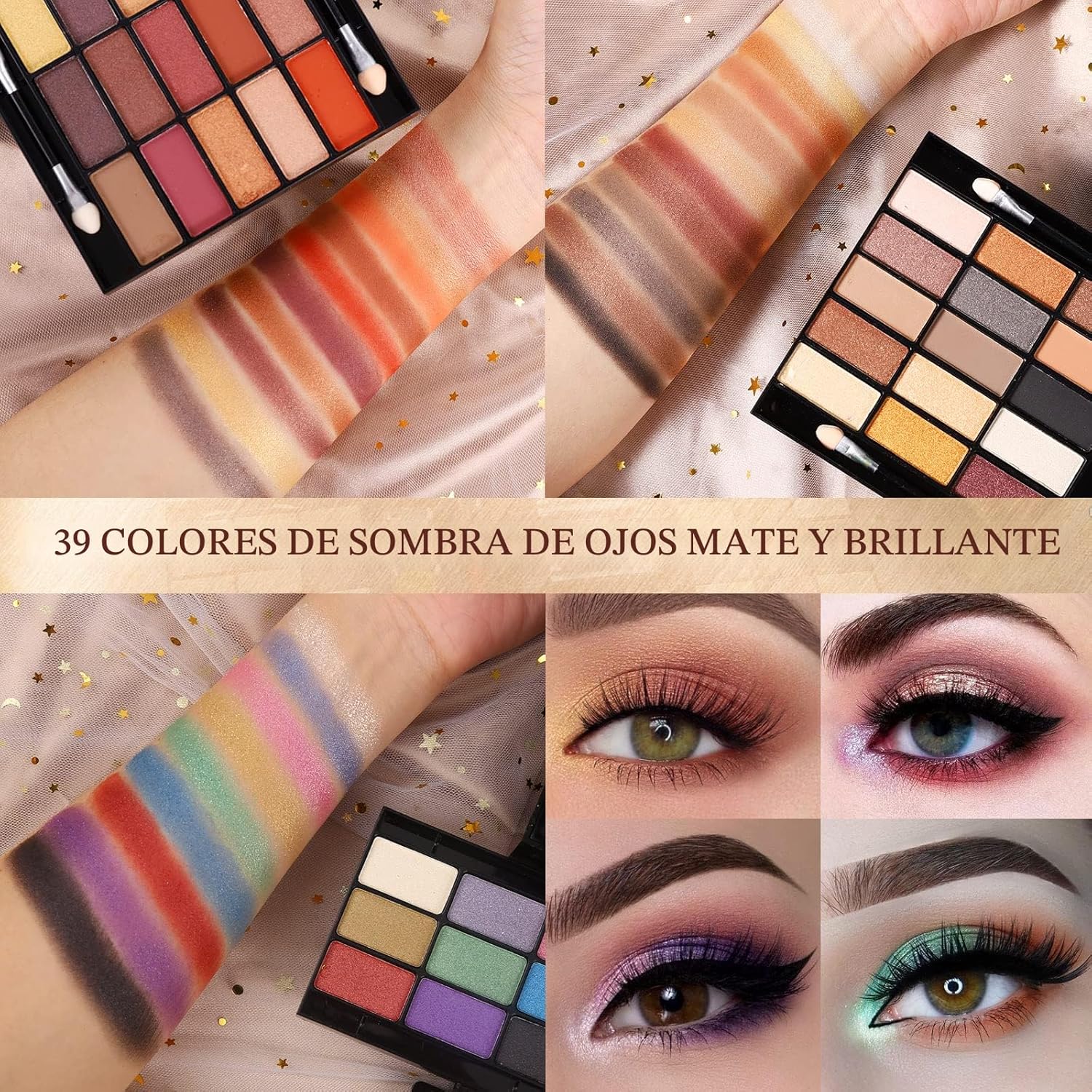 Kit de maquillaje profesional para mujer, kit completo con espejo,...