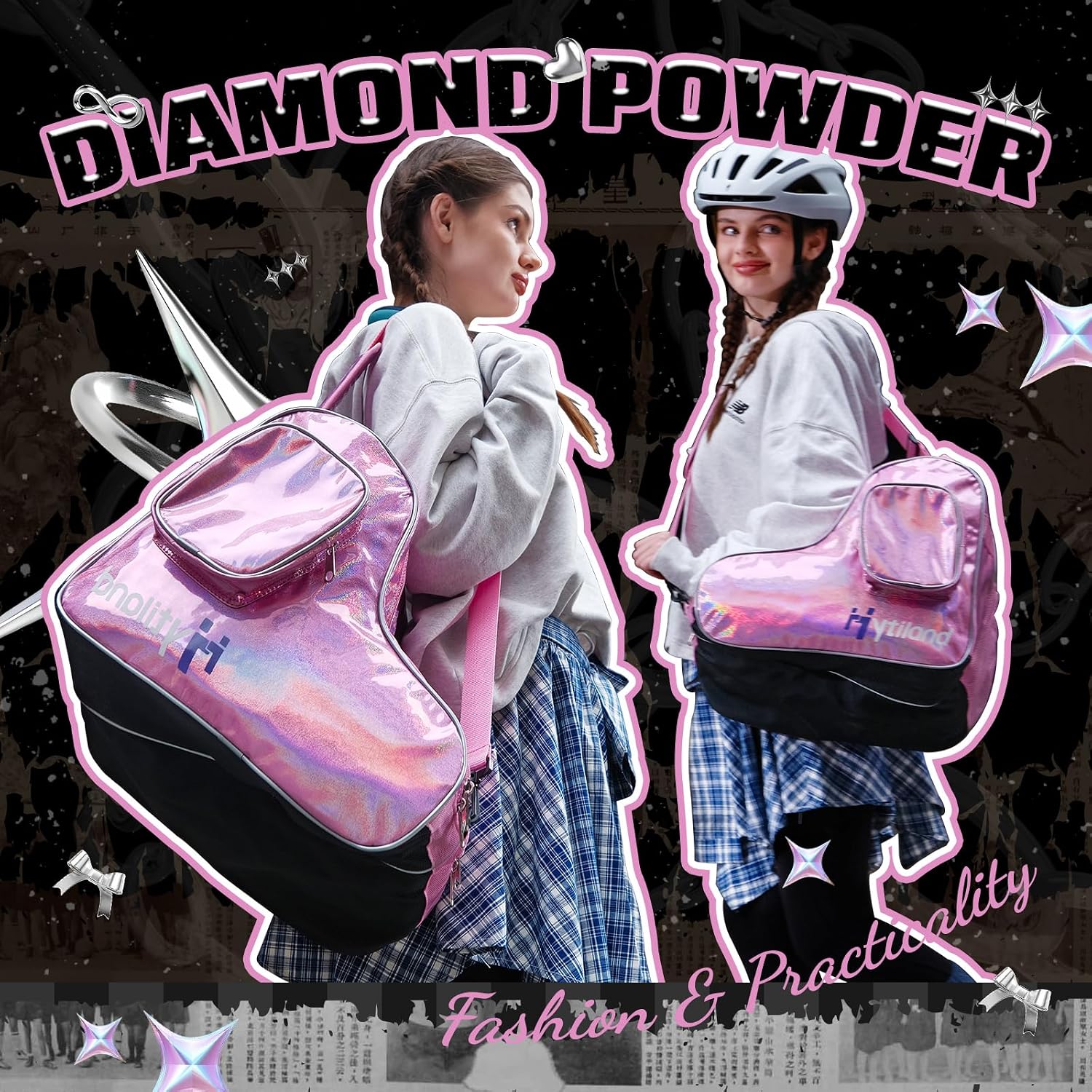 Hytiland Roller Skate Bag for Inline Skates Ice Skates and Figure S...
