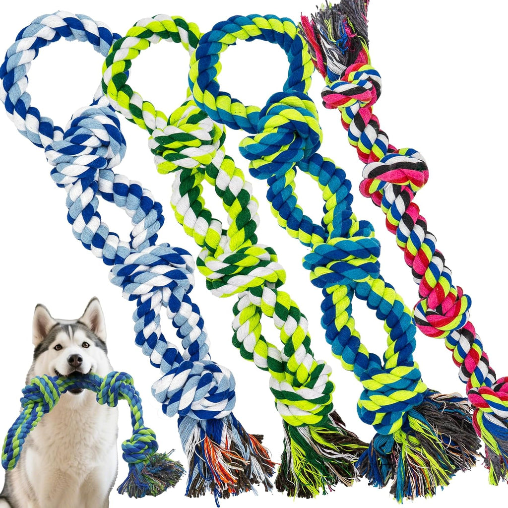 Rocfish [Paquete de 4] juguetes de cuerda para perros para masticad...