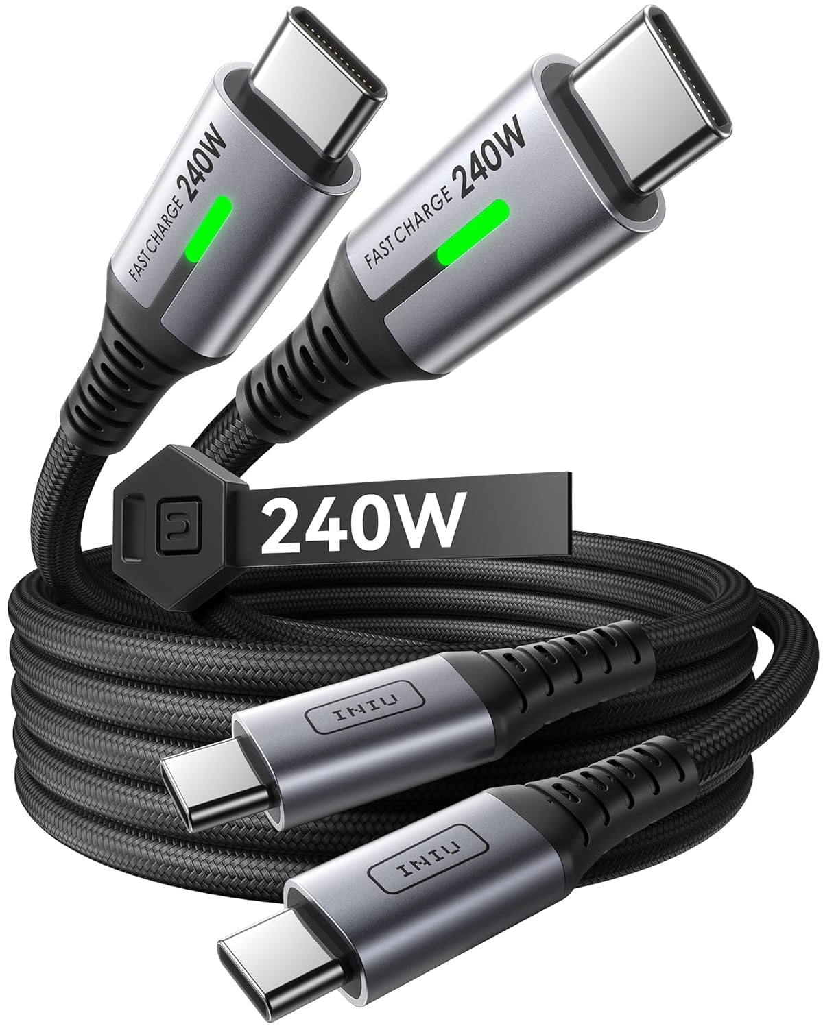 INIU Cable USB C a USB C, cable de carga rápida de 240 W, cable de...