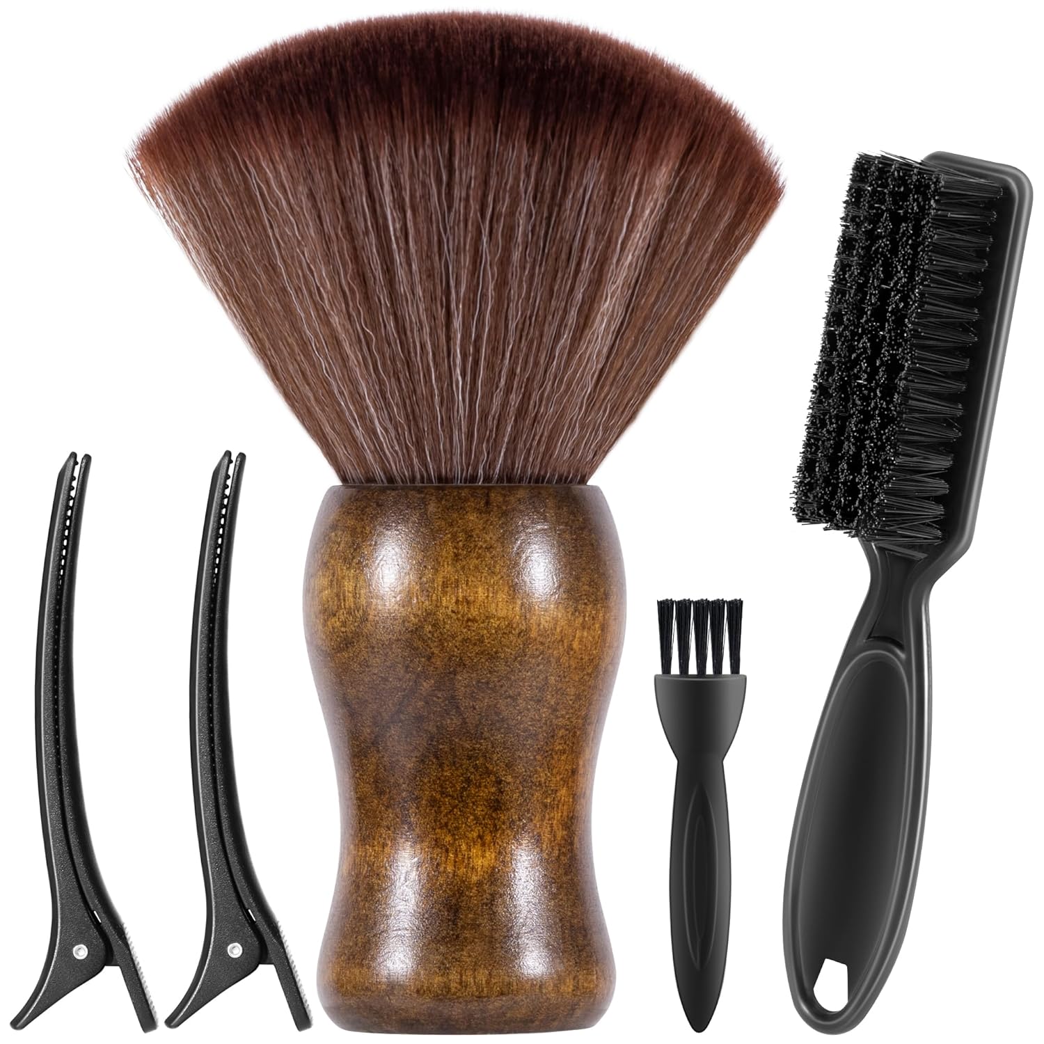 SALONSILK Juego de Brocha Quitapelusas para Cuello de Barbero y Bro...