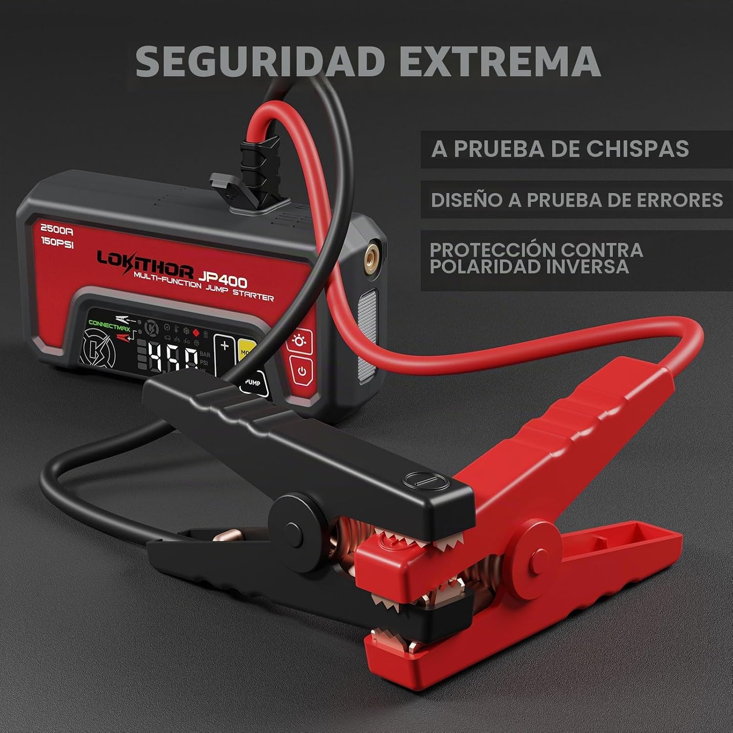 LOKITHOR JP400 Arrancador de batería con compresor de aire, 2500A 1...