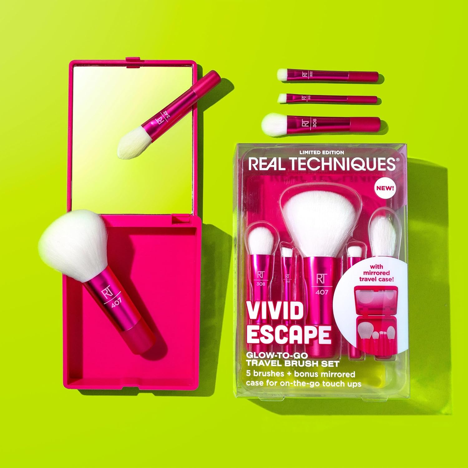 Real Techniques Vivid Escape Glow-To-Go Juego de brochas de maquill...