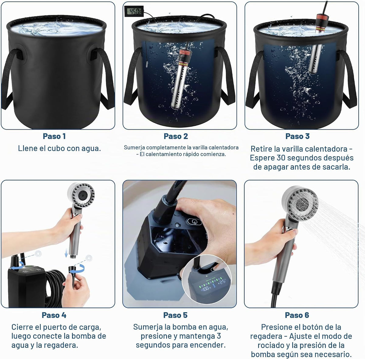 Sumloty Ducha portátil para acampar con calentador, bomba de ducha...