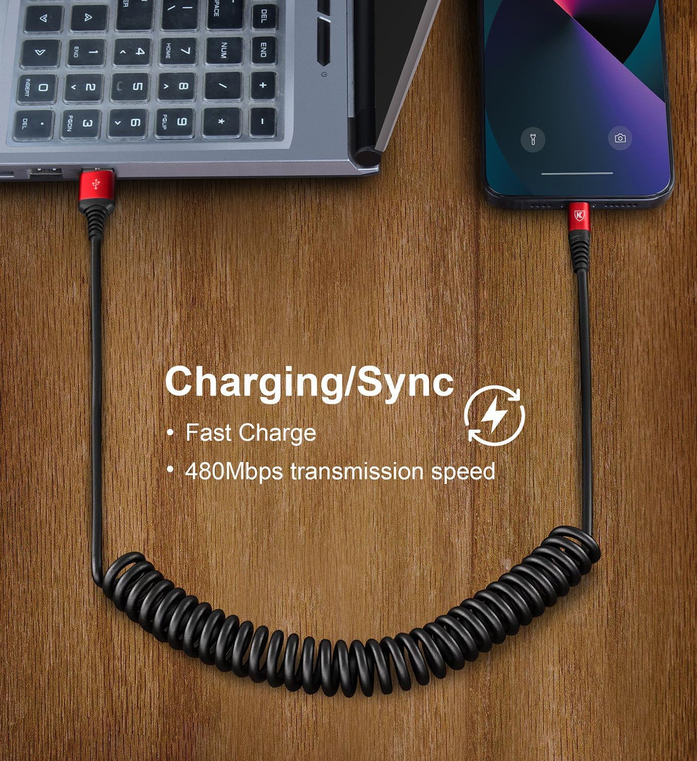 Paquete de 2 cables Lightning enrollados de 3 pies, cable cargador...