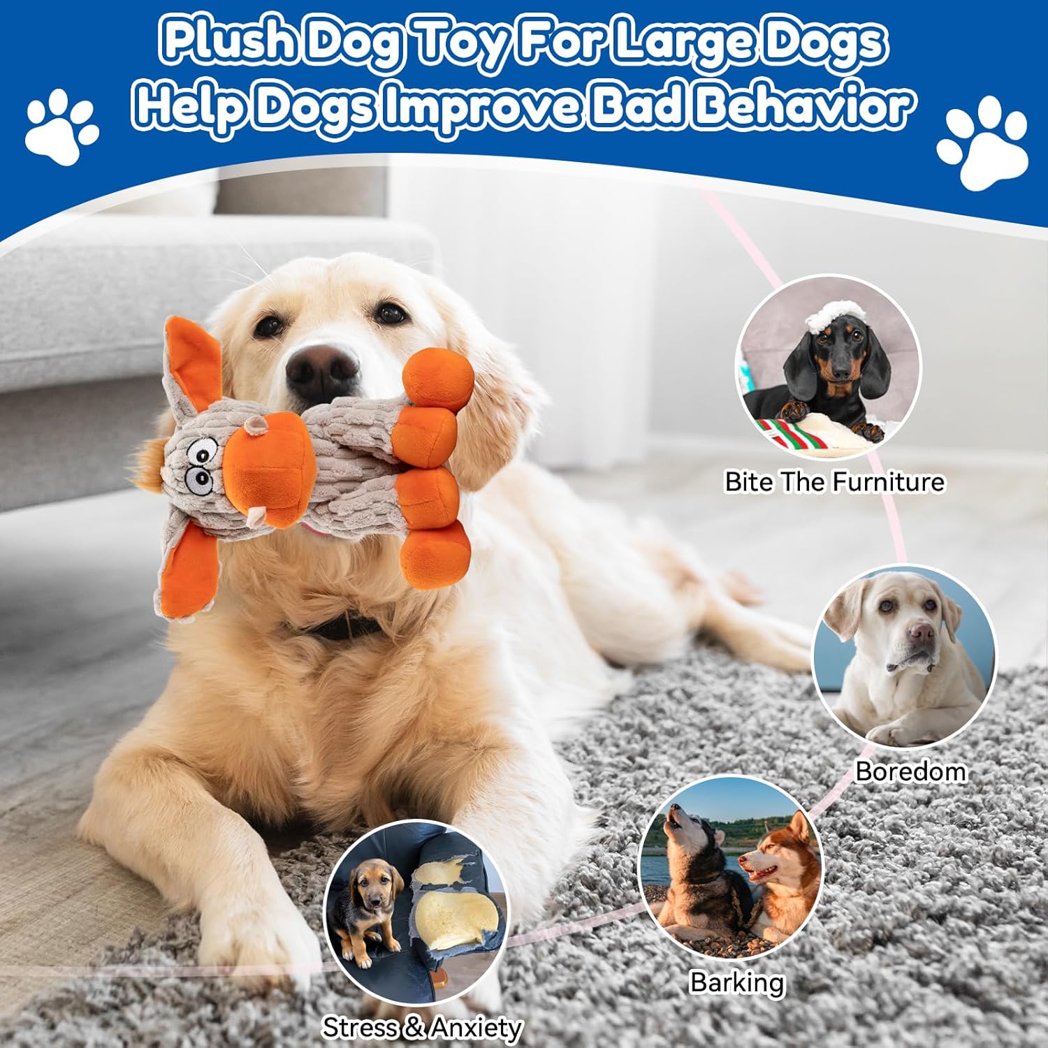 loncoldy Juguetes chirriantes para perros, juguetes resistentes par...