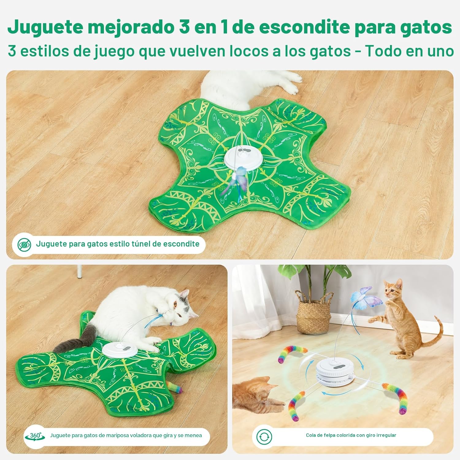 Qraxond Juguetes interactivos para gatos de interior, [Nuevamente a...