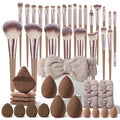 HGHDBT Juego de 44 brochas de maquillaje marrón, kit de maquillaje...
