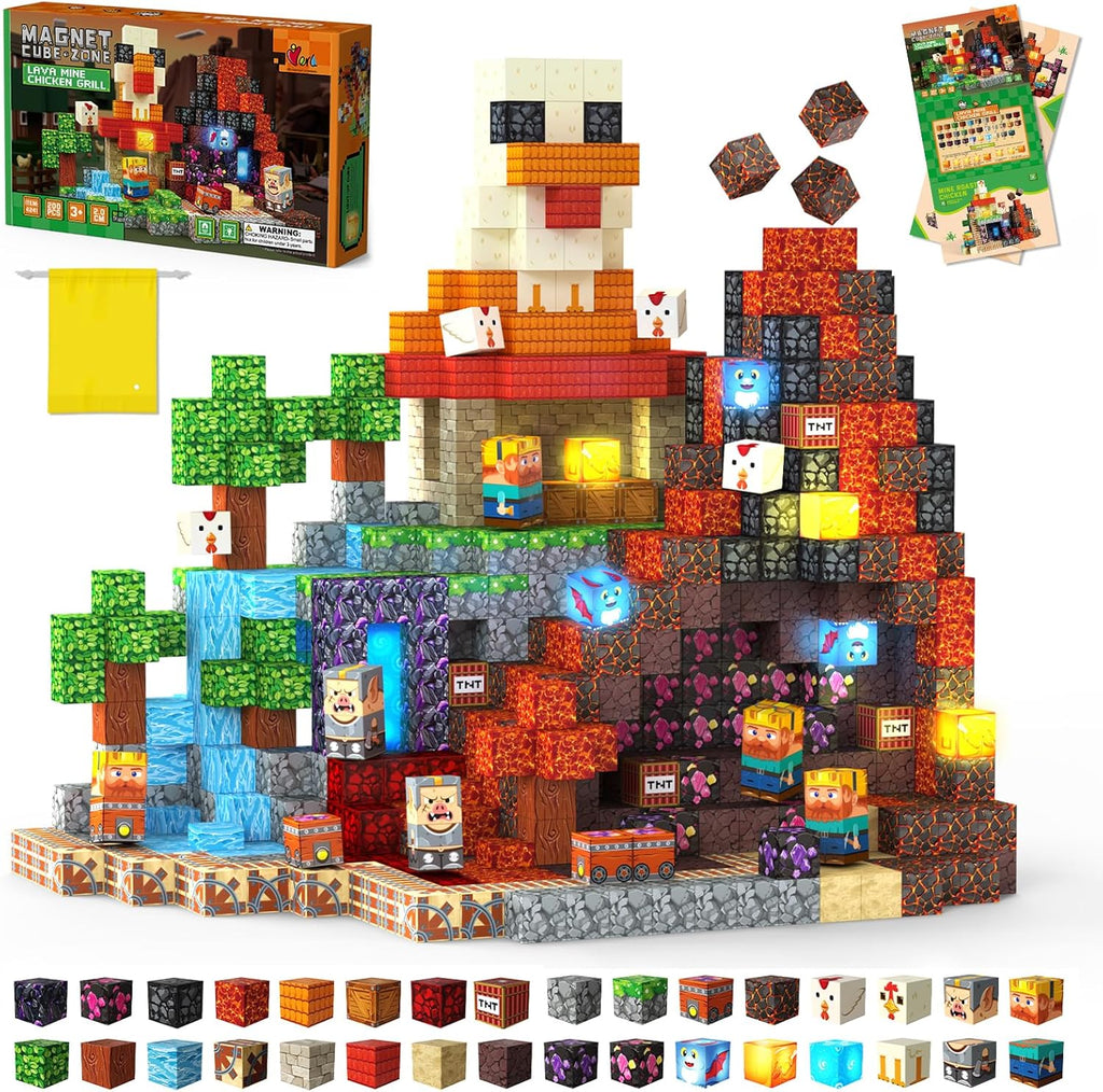 Laoren 200 bloques de construcción magnéticos para niños de 4 a 8 a...