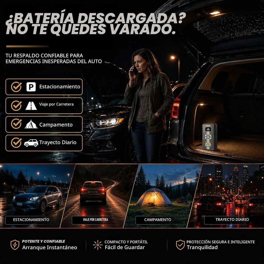 Arrancador de batería para automóvil con compresor de aire 160PSI,...