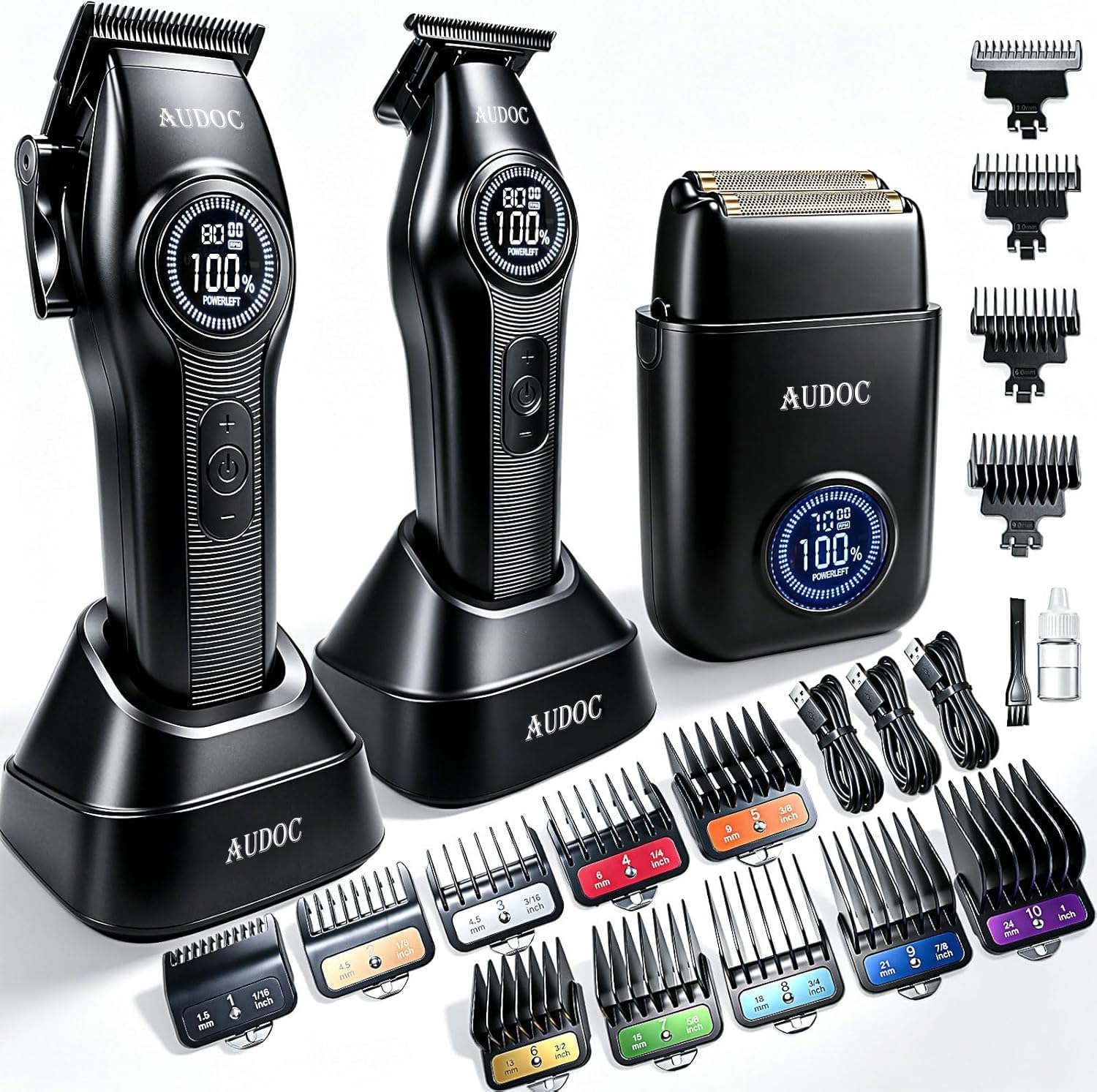 Audoc Juego de cortapelos y recortadores de pelo para hombres profe...