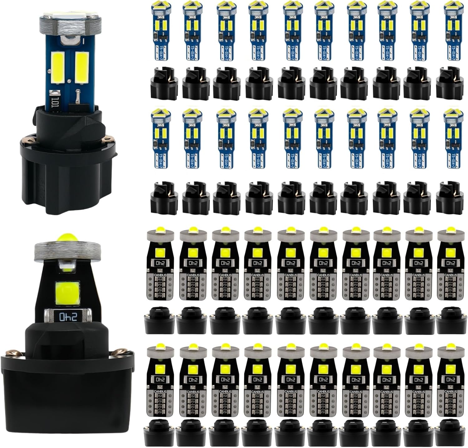 WLJH Paquete de 40 bombillas LED 194 168 T10 T5 con enchufes, sin p...