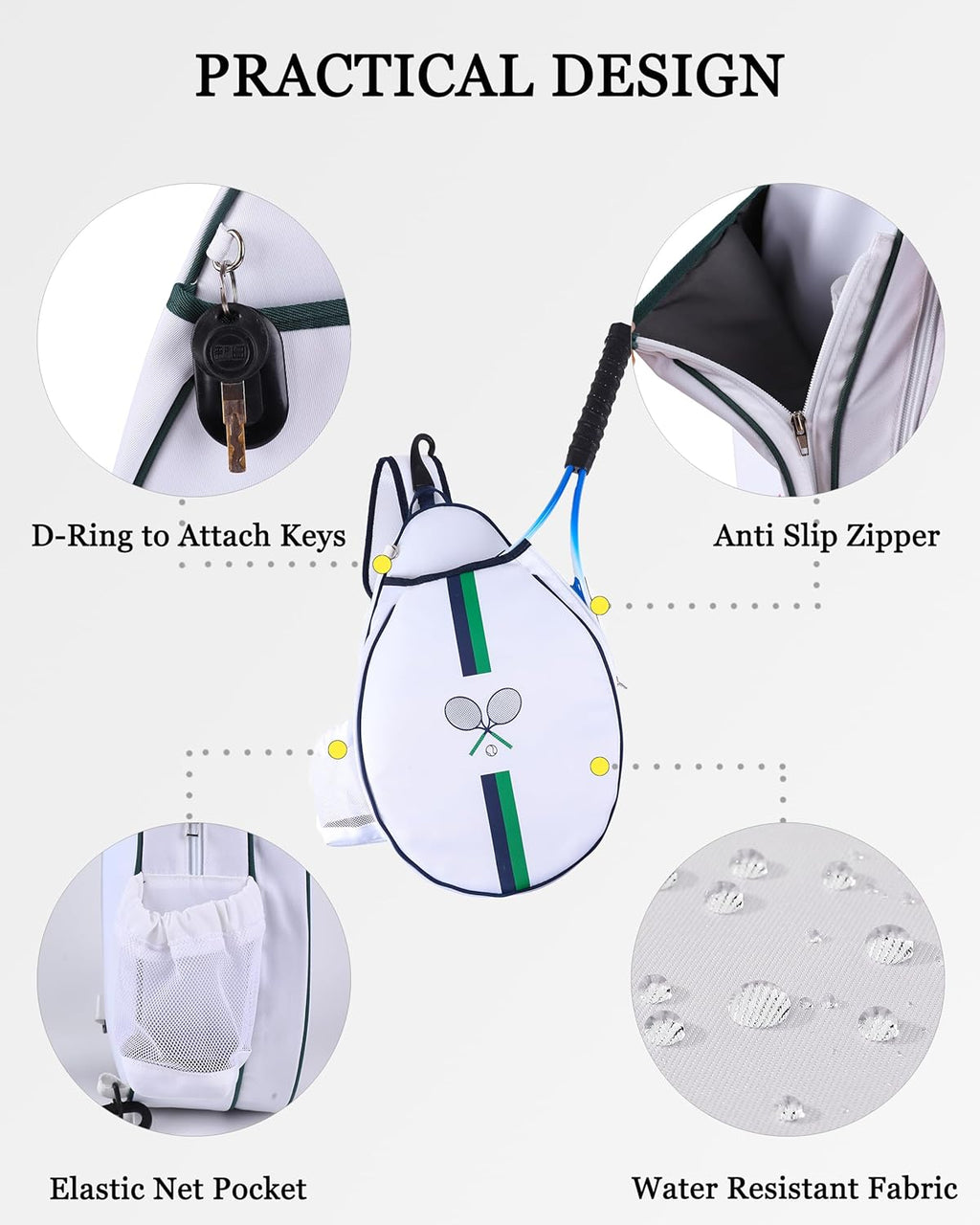Rejolly Bolsa Bandolera de Raqueta de Tenis para Mujeres y Hombres...