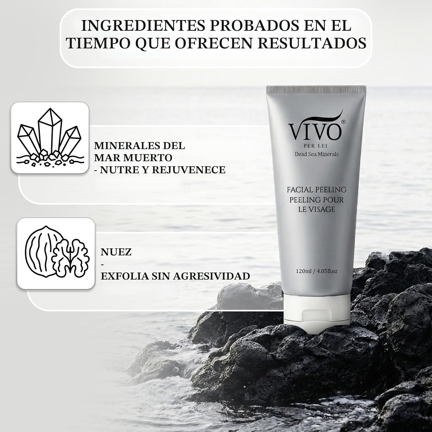 Peeling facial Vivo per Lei, Paquete de 1, Blanco