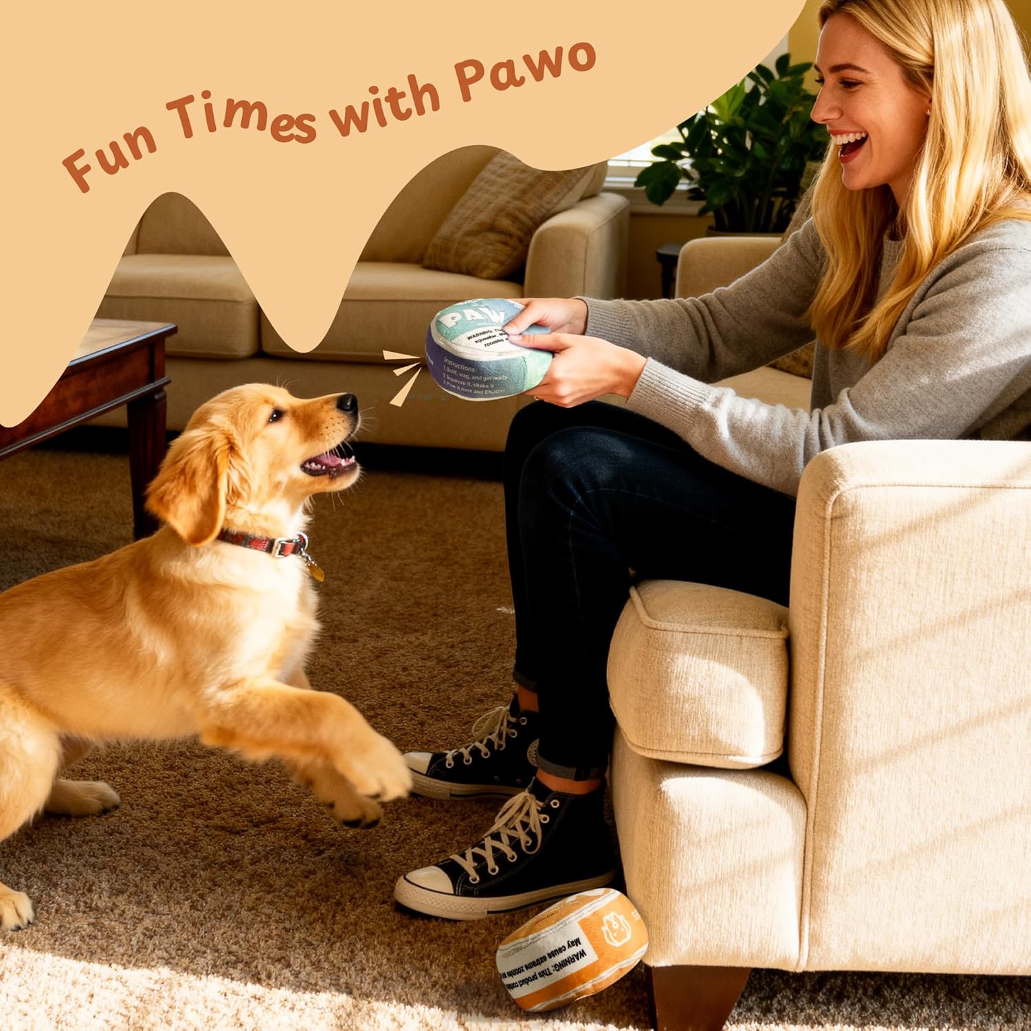 Nocciola PAWO - Divertido juguete para perros con chirriante y arru...