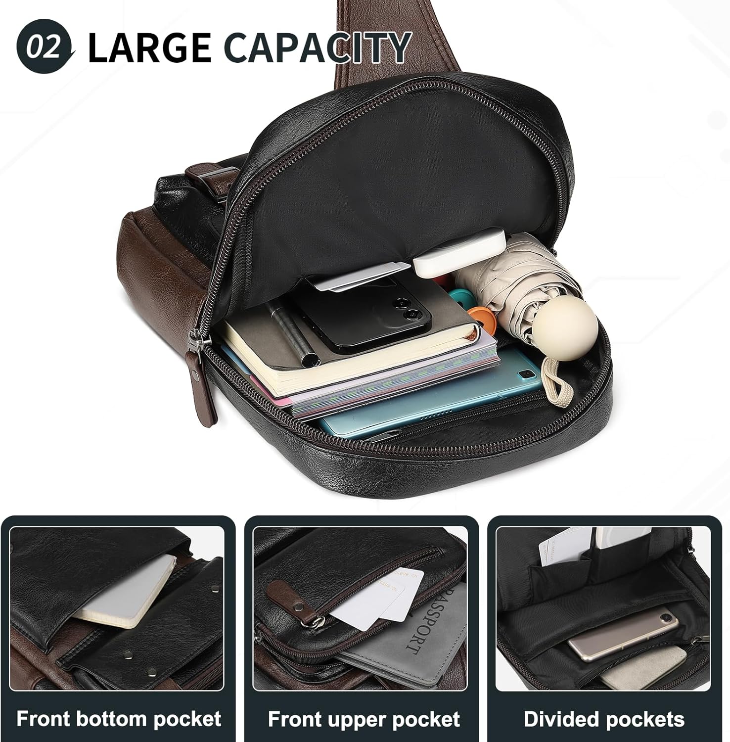 SUIKIHUM Mochila vintage de piel sintética, bandolera cruzada con c...