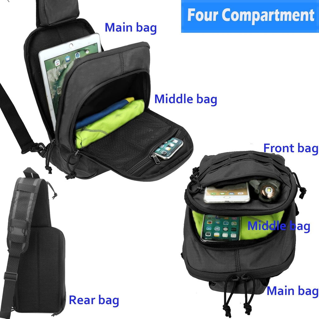 LarKoo Mochila táctica para el pecho de la honda EDC Mochila univer...