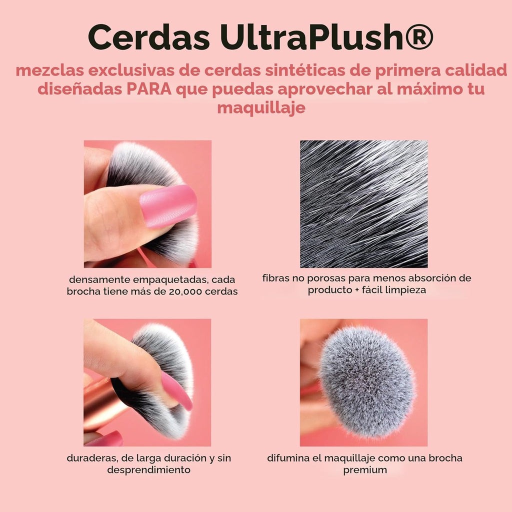 Real Techniques Juego de 9 brochas de maquillaje Au Naturale para s...