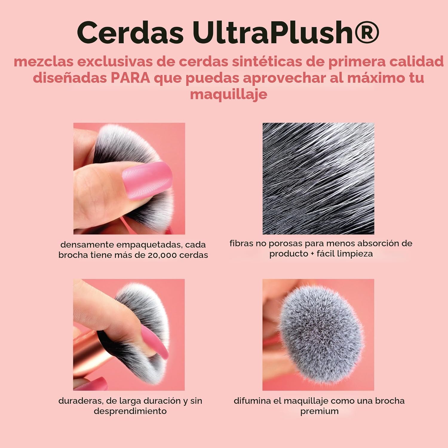 Real Techniques Juego de 9 brochas de maquillaje Au Naturale para s...