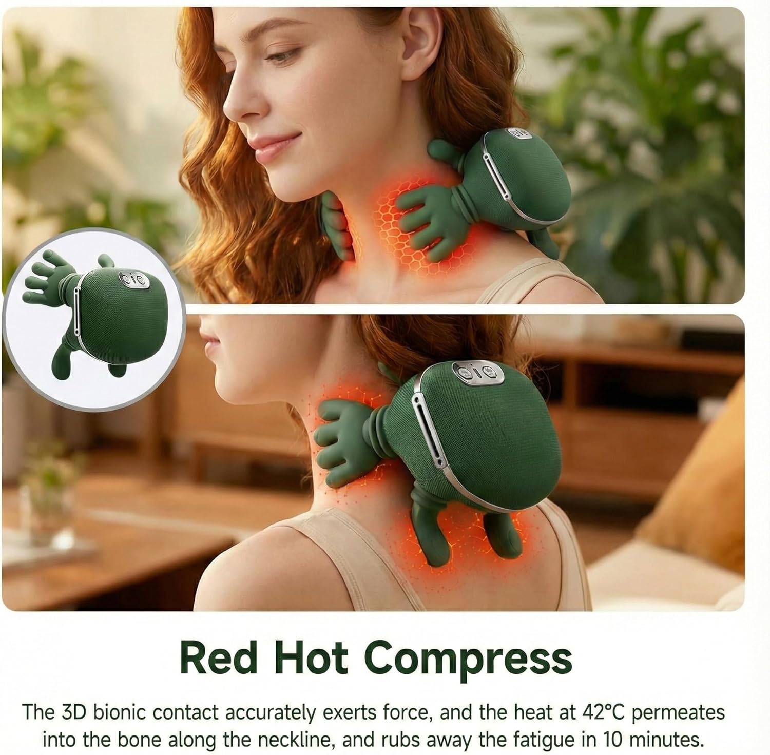 GDHMN Masajeador portátil de cuello y hombros con calor relajante,...