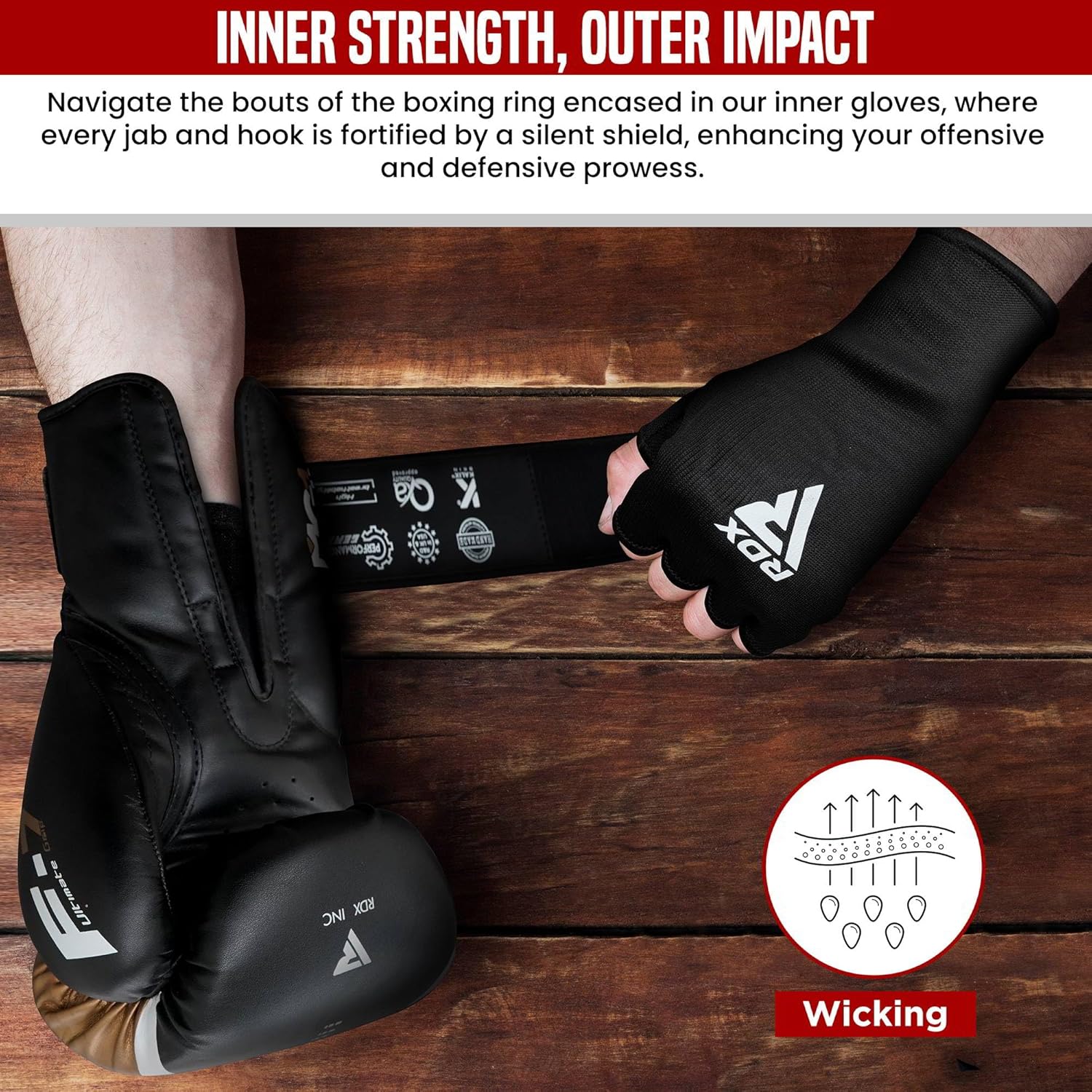 RDX Guantes de mano para boxeo, guantes internos para hombres y muj...
