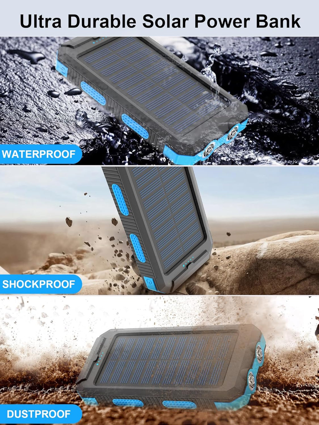 Cargador solar, 38800 mAh, banco de energía solar, batería externa...