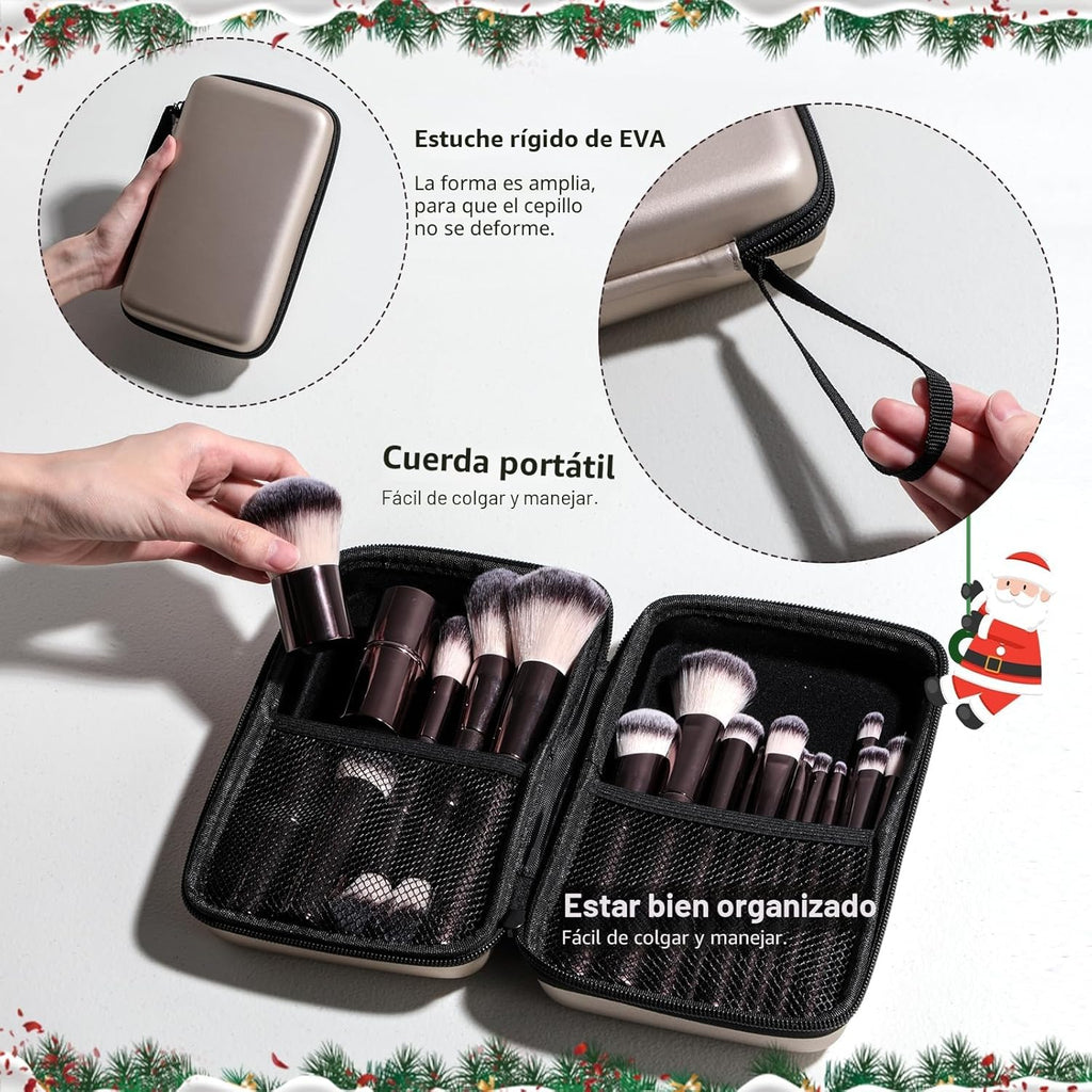 Brochas de maquillaje profesionales BS-MALL con estuche de viaje, p...