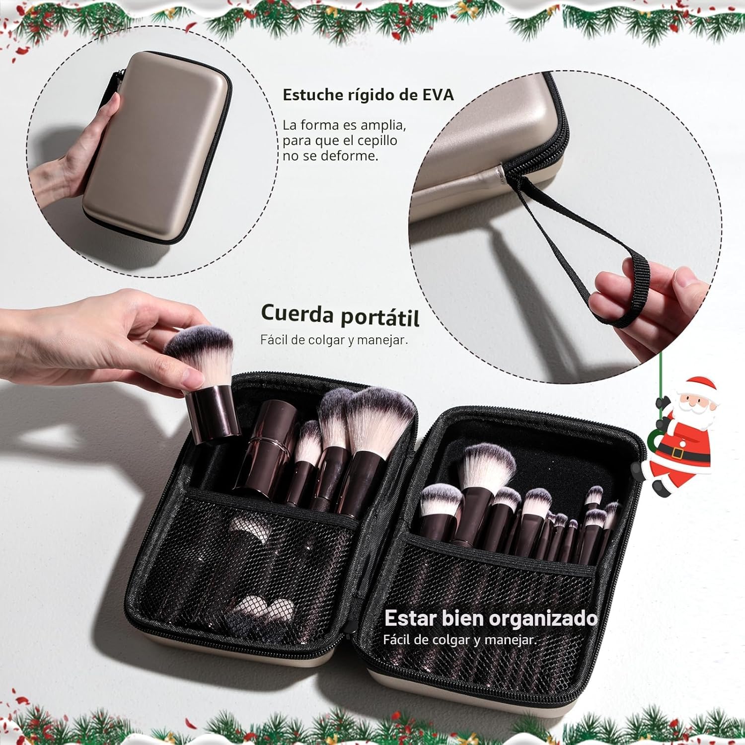 Brochas de maquillaje profesionales BS-MALL con estuche de viaje, p...