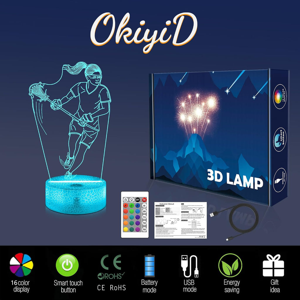 OkiyiD Lacrosse - Regalos para niñas y mujeres, lámpara de ilusión...