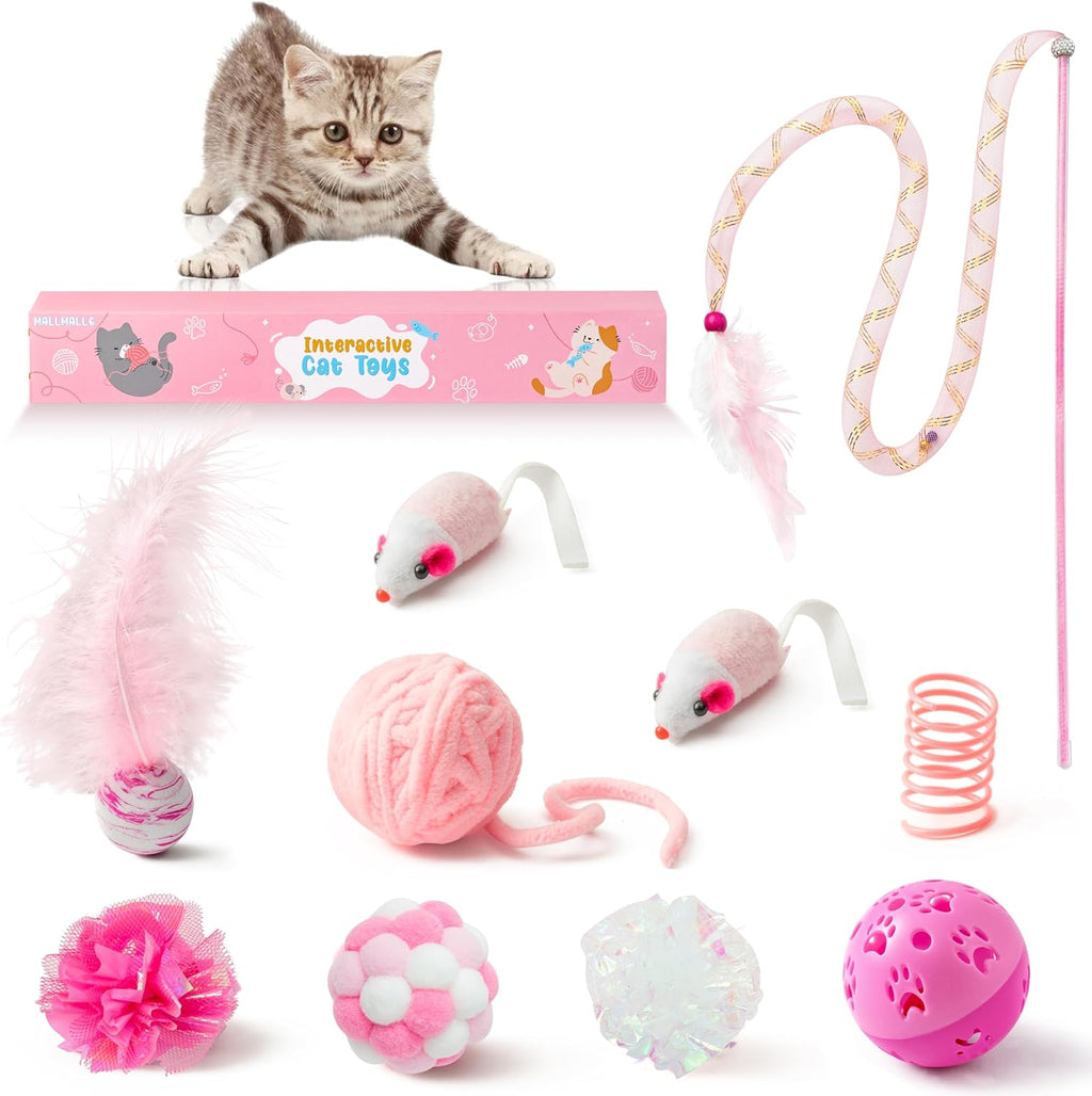 MALLMALL6 Juego de 10 piezas de juguetes para gatos, paquete de jug...