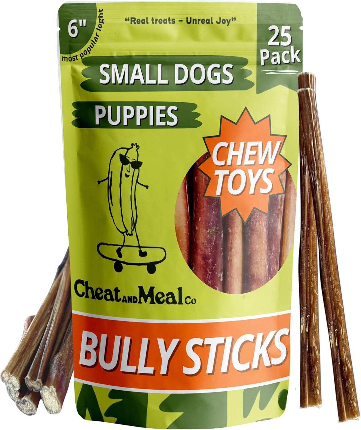 Cheat and Meal Co Bully Sticks para perros pequeños, juguetes masti...